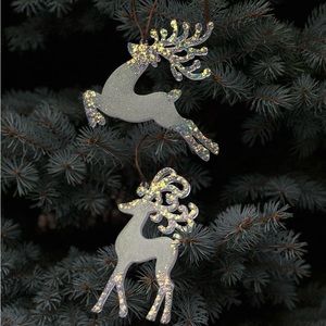 Three-piece Handmade Epoxy Resin Christmas Deer, Decoration, Single.